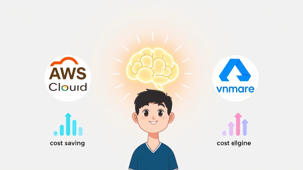 AWS, Google Cloud, CloudHealth 로고와 AI 아이콘으로 시각화된 3대장 툴 비교 일러스트