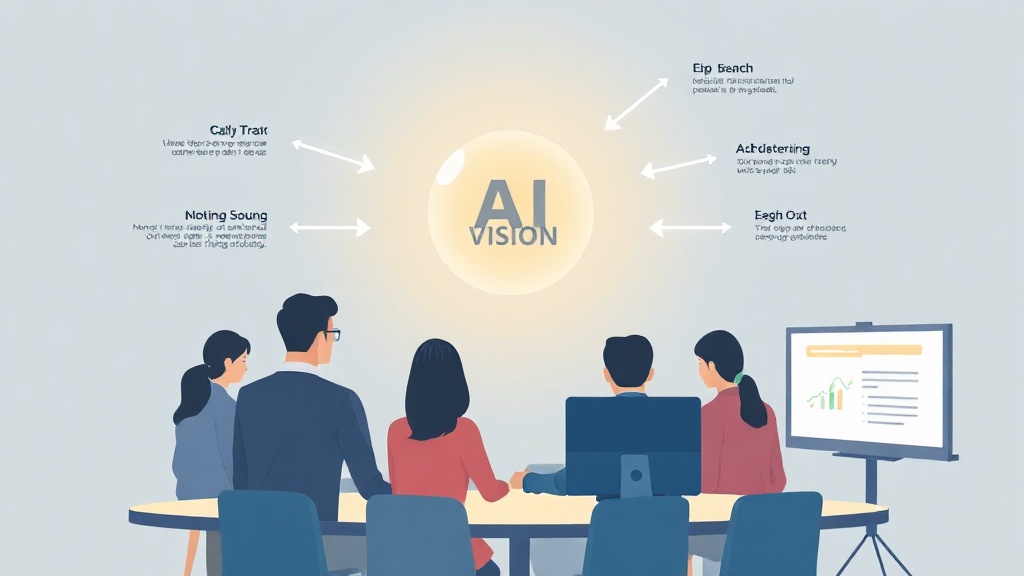 리더십이 AI 비전을 공유하는 추상적인 인포그래픽