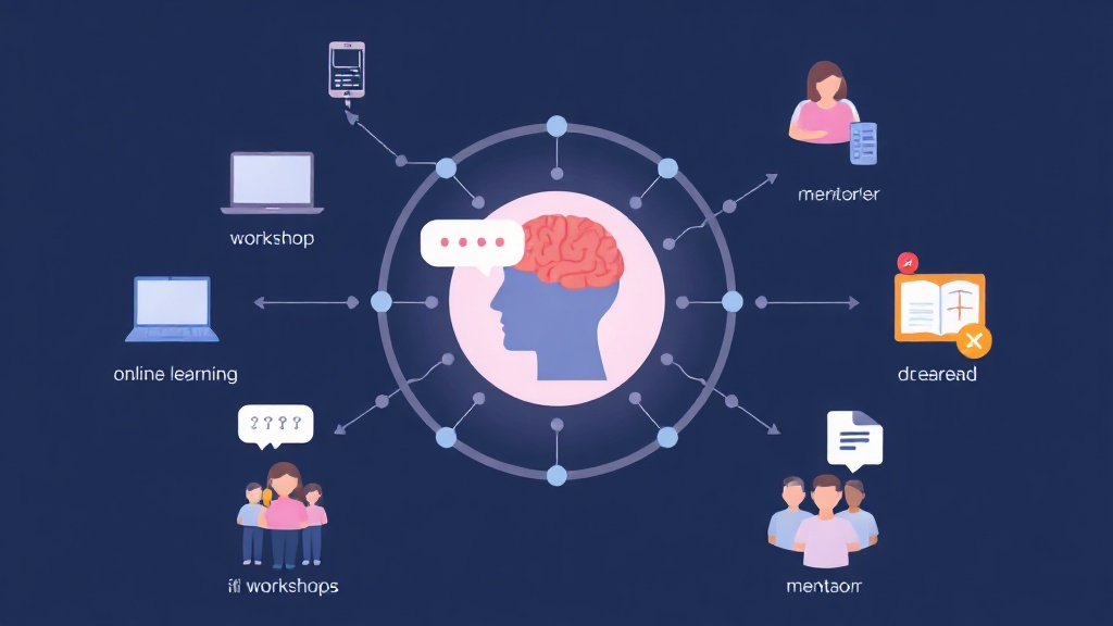 AI 역량 강화를 위한 다양한 학습 방법을 시각화한 일러스트