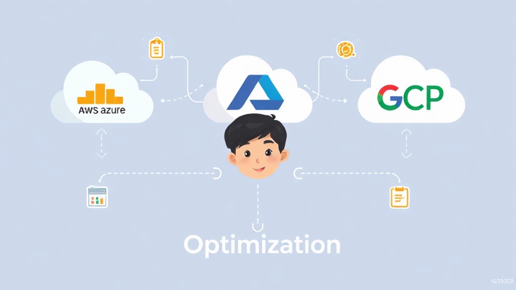 AWS, Azure, GCP 로고와 AI 최적화 팁을 시각화한 일러스트