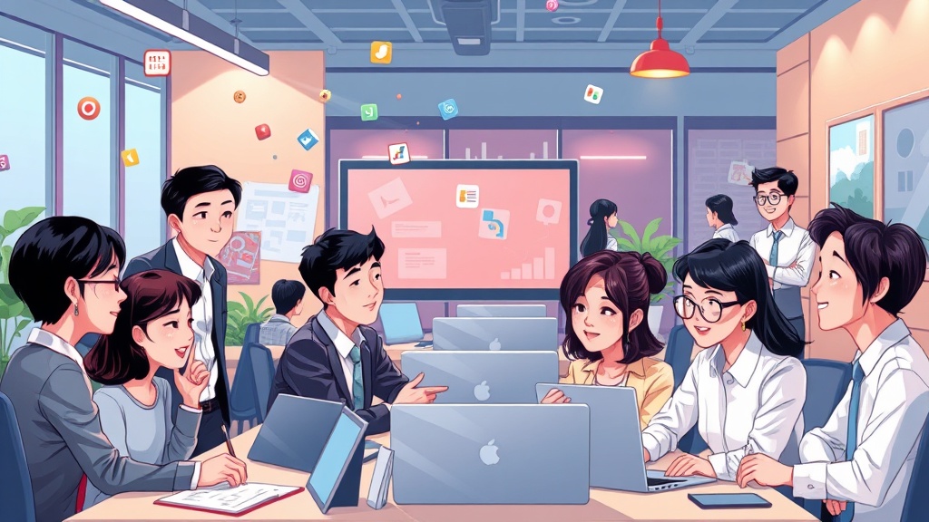 혁신적인 아이디어를 자유롭게 공유하고 실험하며 협업하는 기업 AI 조직 문화의 모습