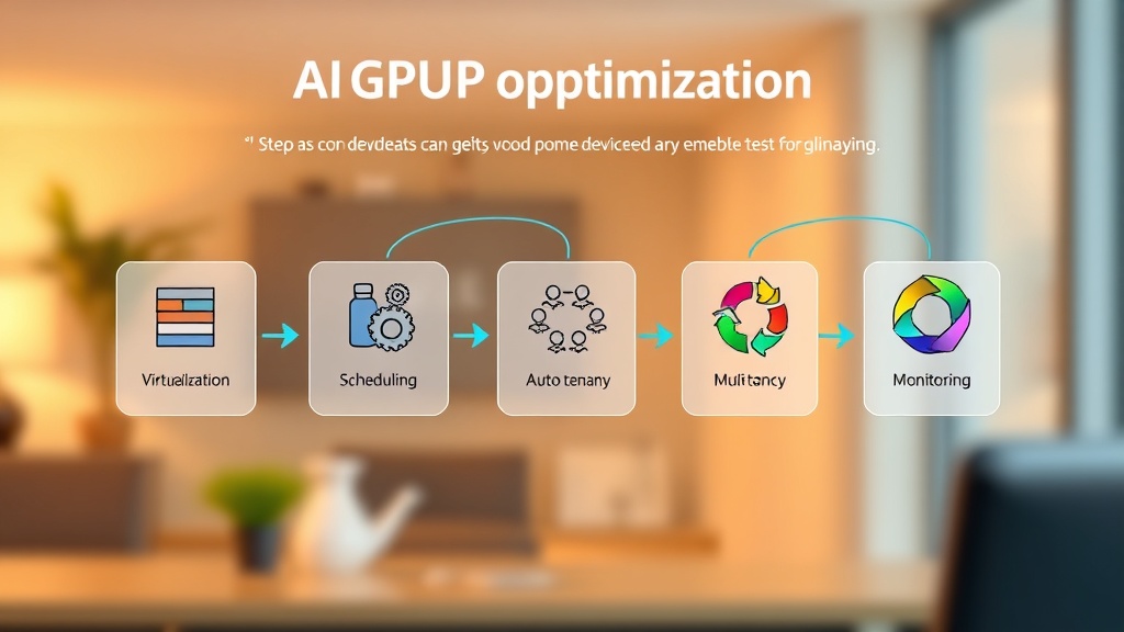 AI GPU 자원 최적화 5단계 핵심 전략을 시각적으로 표현한 다이어그램