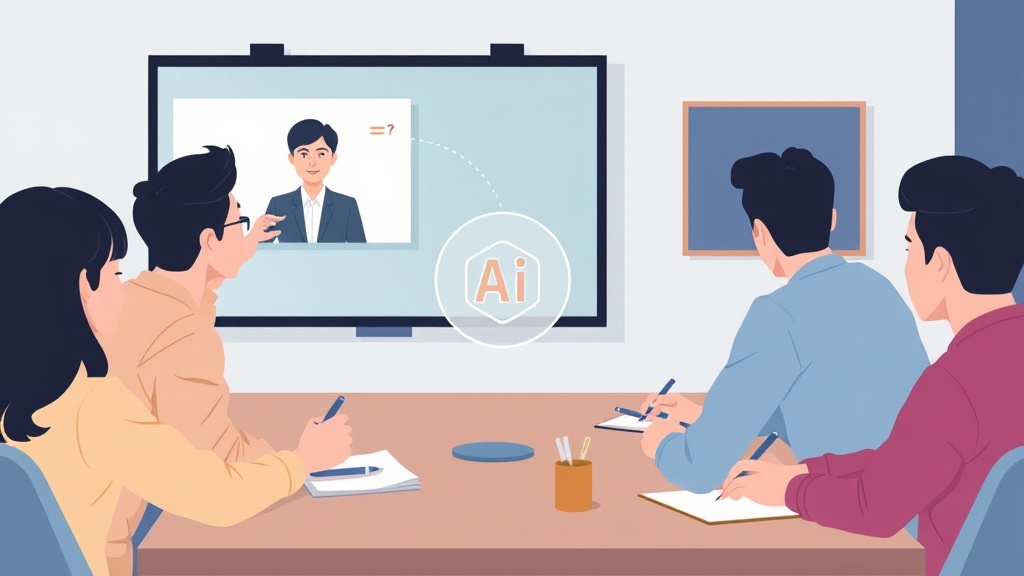 AI 회의록 자동화가 적용된 하이브리드 회의 환경에서 협업하는 한국인 팀원들
