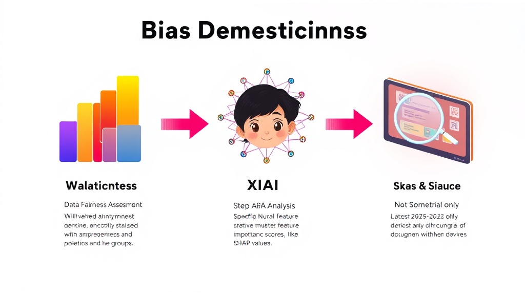 AI 모델 편향 탐지 3단계(데이터 공정성 평가, XAI 분석, 편향 원인 진단)를 보여주는 워크플로우 다이어그램