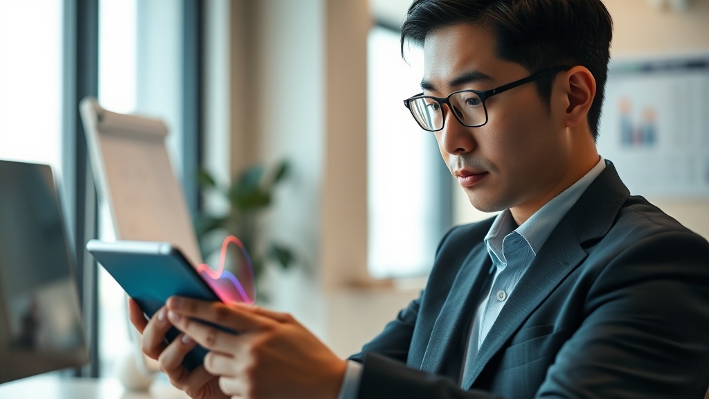 AI 프로젝트 ROI 측정 지표를 분석하는 한국인 비즈니스 전문가의 모습