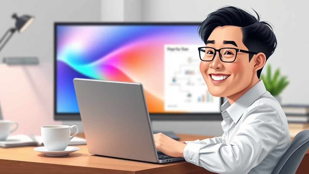 한국인 직장인이 노트북 화면을 보며 RPA 자동화 성공 전략을 구상하는 모습