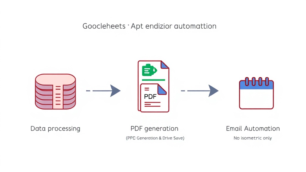 구글 시트 Apps Script를 활용한 보고서 자동화 및 이메일 발송 3단계 다이어그램
