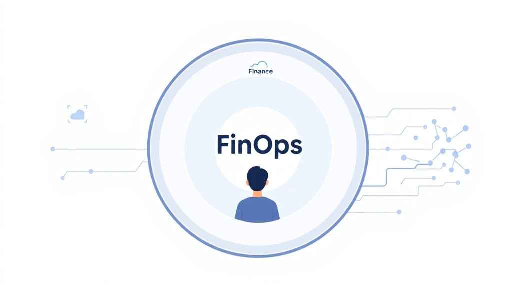 AI와 협력하는 FinOps의 핵심 개념을 보여주는 깔끔한 다이어그램