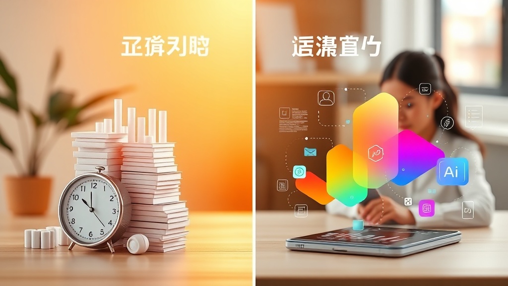 수동 보고서 작성과 AI 기반 보고서 자동화를 비교하는 일러스트