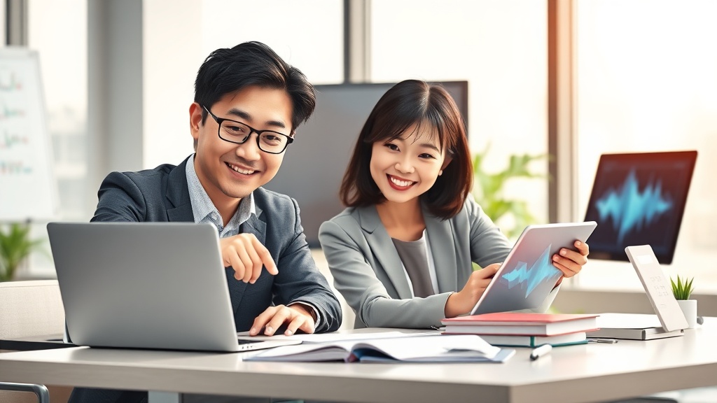 AI 온보딩 솔루션을 활용하여 효율적으로 협업하는 한국인 HR 관리자와 신입 직원