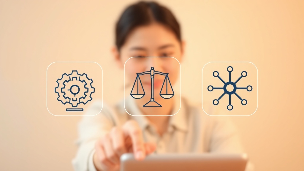 세 가지 AI 채용 솔루션인 TalentFlow AI, VeriHire AI, SkillBridge AI를 상징하는 추상적인 아이콘이 그려진 카드들. 각 솔루션의 핵심 기능(자동화, 공정성, 매칭)을 시각적으로 비교합니다.