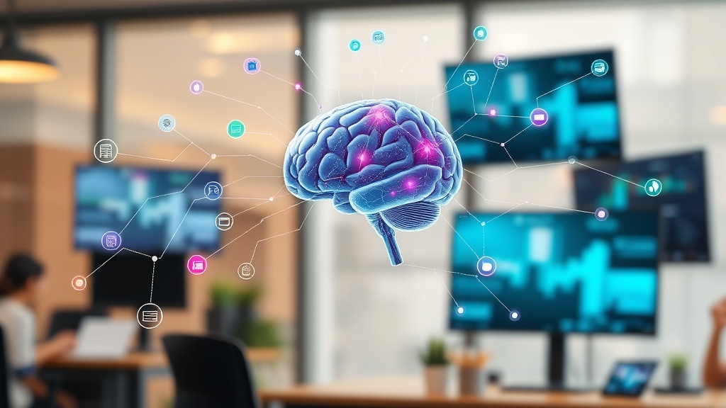 2025년 AI 마케팅 트렌드와 AI 툴의 중요성을 상징하는 다이어그램